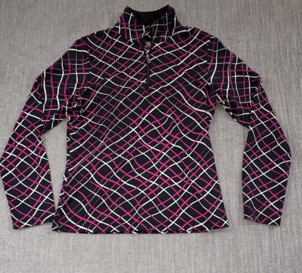 Tail White Label Mock Neck Long Sleeve Golf Shirt Size S Plaid